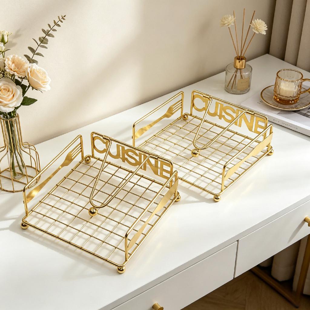 Iron Napkin Holder With Geometric Design For Dining Room And Cafe Decor