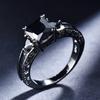 1 Pc Black Golden Color Princess Cut Black Stone CZ Claw Rings Wedding Band Jewelry Valentine's Day Gifts