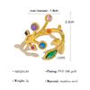 2025 New Rainbow Zircon Leaf Ring Women's Titanium Steel Adjustable Opening Fashion Charm Jewelry Accessories