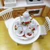 Floral Print Doll Porcelain Tea Set Tableware Miniature Cups Pot Dollhouse Dinnerware  Pretend Play