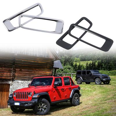2 шт. Для Jeep Wrangler JL 2018 Декоративные накладки на рамки вентиляционных отверстий капота, имитация карбона / Серебристые