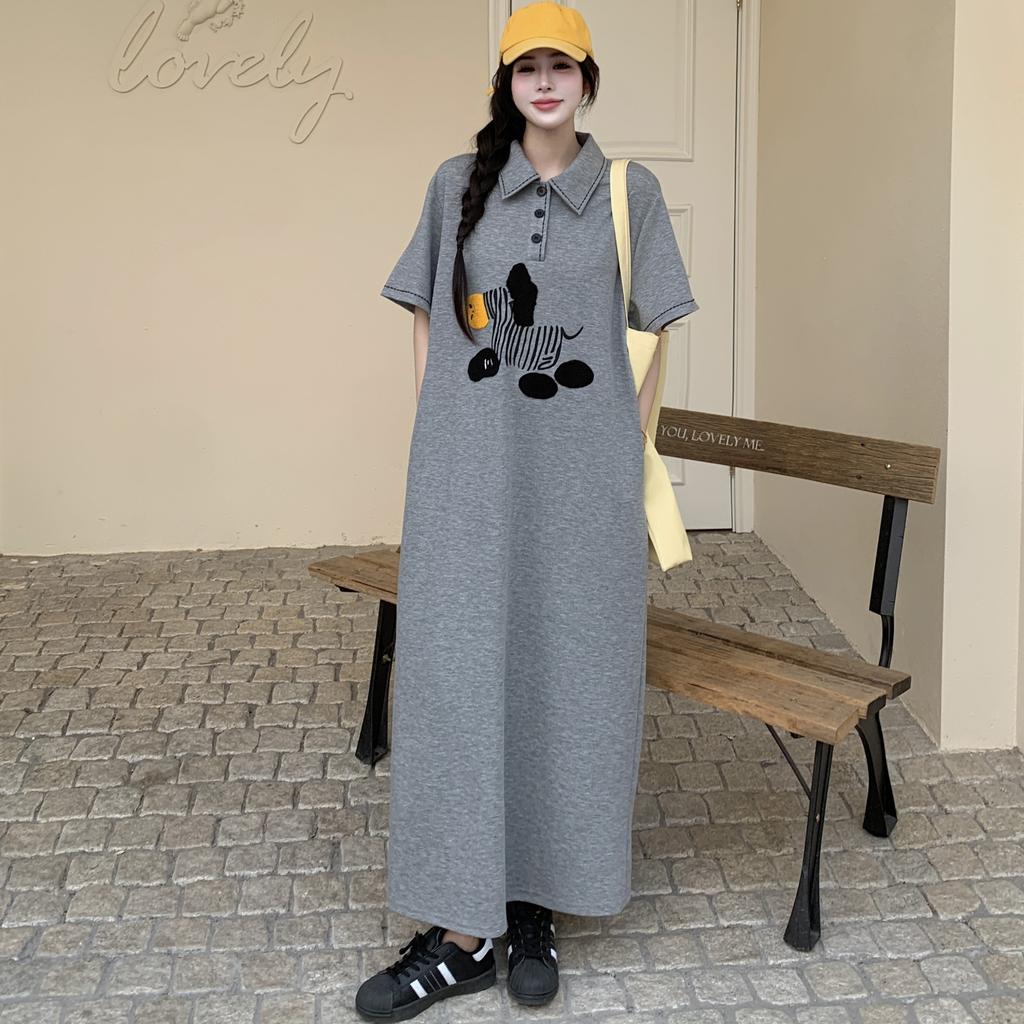 Dimanaf 2025 Summer Plus Size Dress Women Vintage Shirt Dress Printing Oversized Basic Long Casual Loose Dress