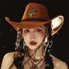 Retro Artificial Suede Beach Cowboy Hat Wide Brim Solid Color Party Cosplay Hat Sun Protection Breathable Sun Sunscreen Cap