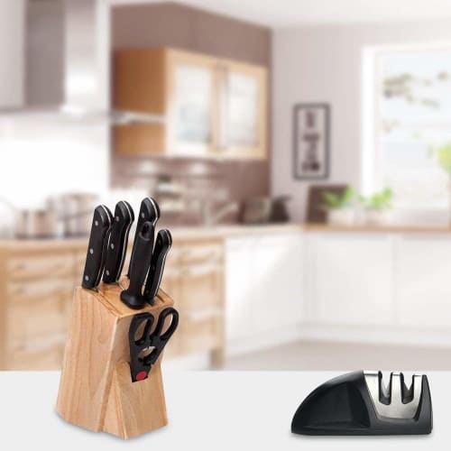 Точилка для ножей, Нержавеющая сталь, С алмазным покрытием, 2-ступенчатая точилка