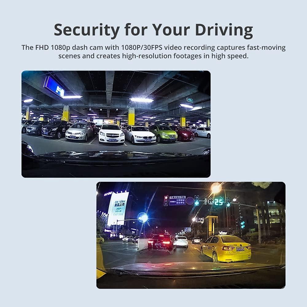 Автомобильный видеорегистратор AZDOME M01 Pro с 2 камерами переднего и заднего вида, разрешение 1080P, 3-дюймовый IPS-экран с картой памяти 64 ГБ, ночное видение, ADAS G-сенсор, круглосуточный режим парковки