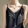 Women's Silk Satin V-Neck Eyelash Lace Camisole - Sexy Summer Top
