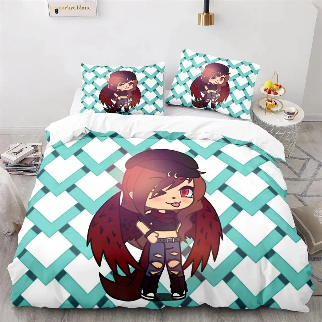 3D Printed Anime Gacha Life Duvet Cover Set With Pillow Covers Polyester Teens Kids Bedding Set Full Queen King Size Bed Linen