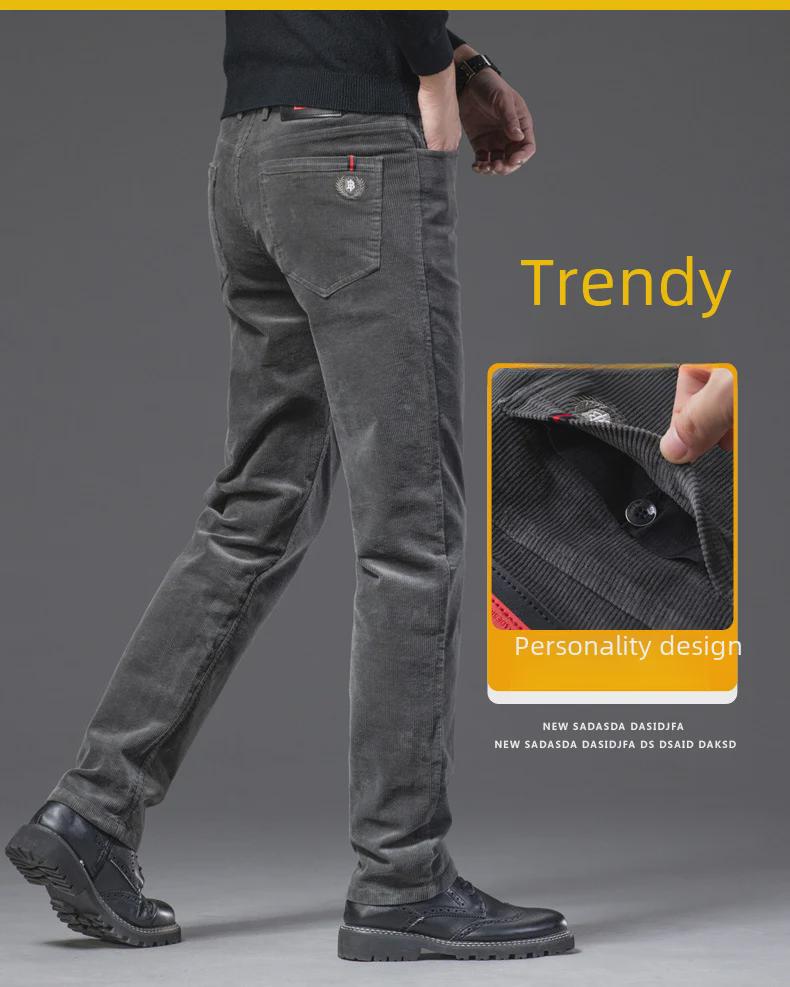 Мужские облегающие брюки из вельвета и хлопка — эластичные, мягкие, легкие, в повседневном деловом стиле