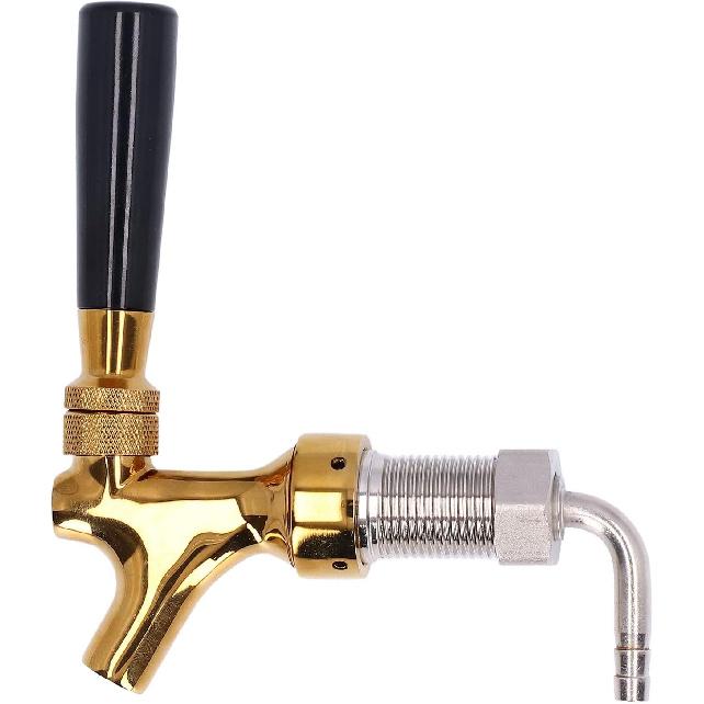 Золотой пивной кран, кеговый кран, регулируемый, из нержавеющей стали и латуни, для подключения капилляров 9/12 калибра, для баров, отелей, ресторанов, домашнего пивоварения