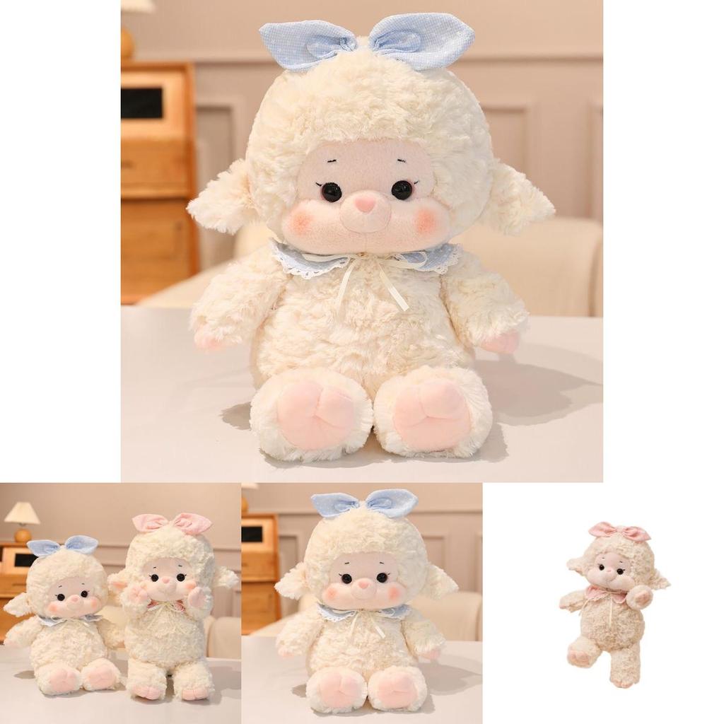Plush Sheep Rabbit Toy With Polka Dot Bow And Scarf Decoration For Kids Kids Gift And Home Decor