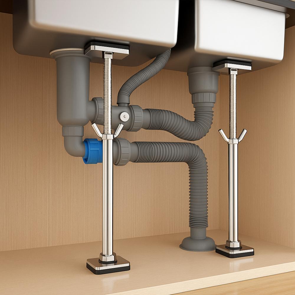 Telescopic Undermount Sink Support Adjustable Kitchen Sink Bracket Bottom Installation