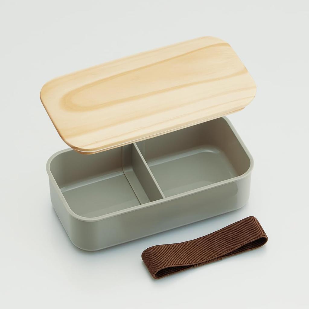 Skater Bento Single Wooden Lunch Belt Small Dishwasher and Microwave Mauve Box, 400ml, Tier, Lid, Included, Capacity, Safe, Gray, PAL5FK-A