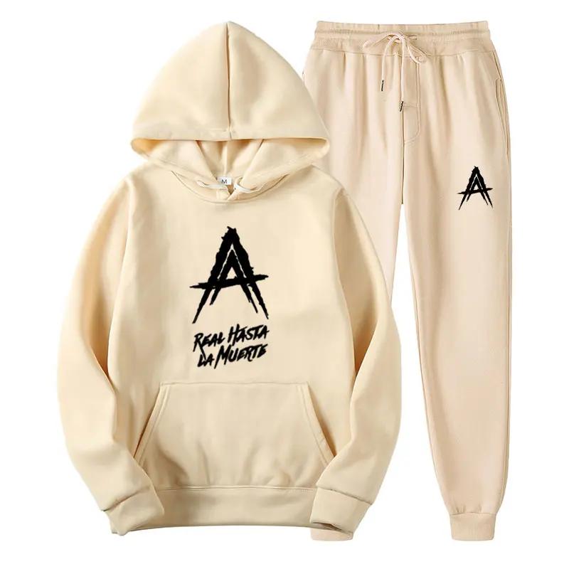 Мужской спортивный костюм Anuel AA Album Real Hasta La Muerte, повседневный комплект из 2 предметов, толстовка, спортивные штаны с капюшоном, комплект верхней одежды, женская одежда