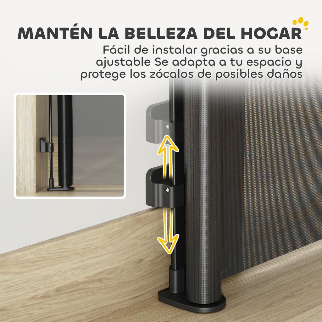 Retractable Dog Gate 0 140 Cm Safety Barrier With Lock Switch For Doors And Stairs Black