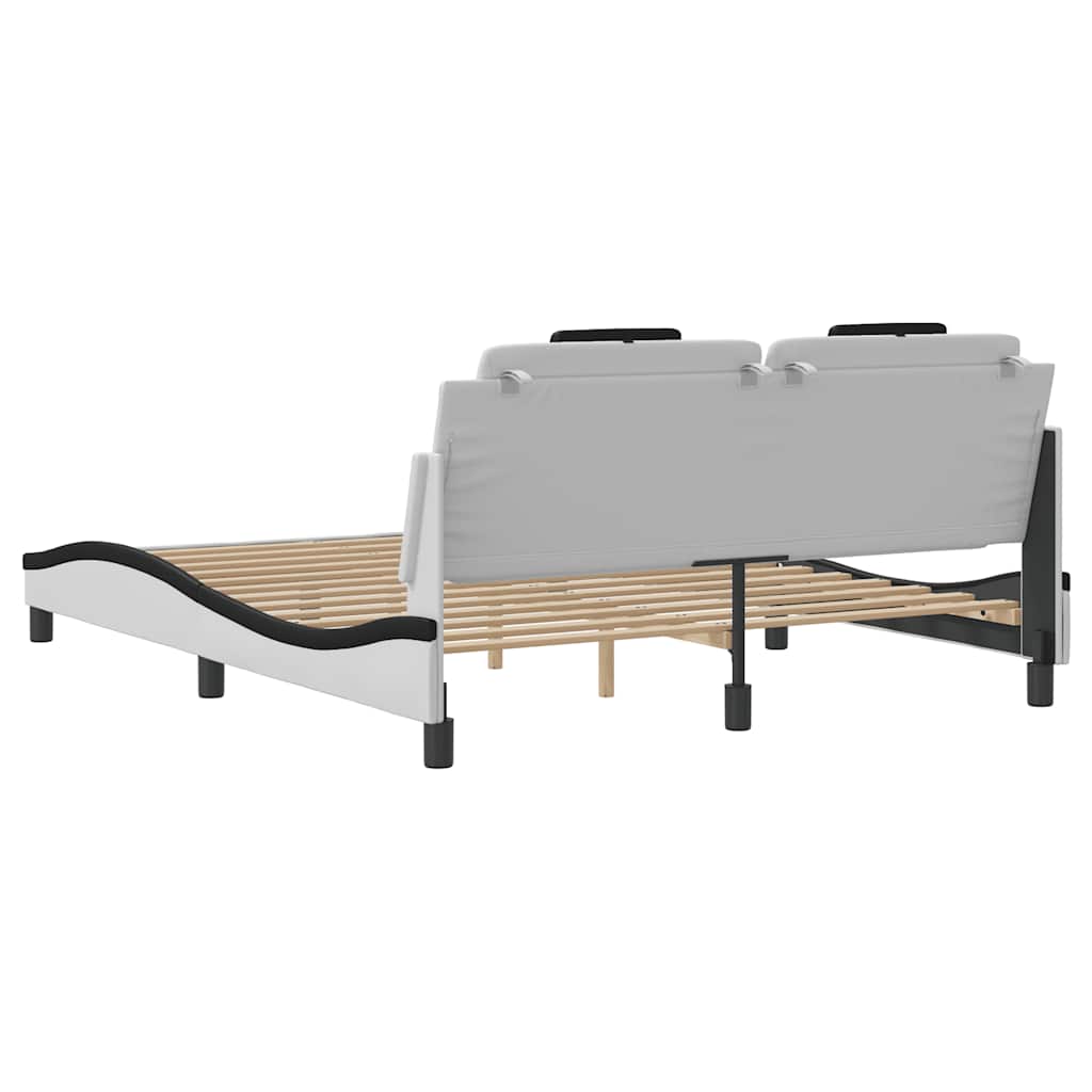 Viana Bed Frame without Mattress White and Black 160 x 200 cm Faux Leather