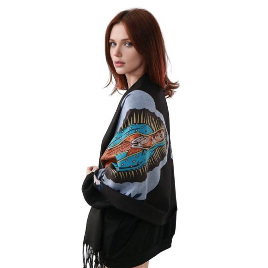 Шаль шарф Дева Мария Мягкий кашемир Теплая накидка Кисточки Зимний Легкий плед Универсальный религиозный аксессуар