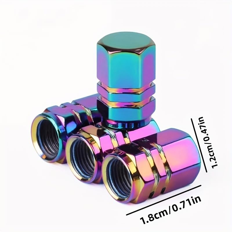 Tire Air Valve Cap, 4 Pieces, Tire Air Valve Cover, Aluminum Alloy, Colorful, Automobile