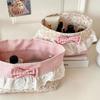 Lace Trim Fabric Storage Basket Portable Desktop Storage Box  Bedroom Storage