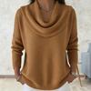 Women Sweater Swing Collar Long Sleeve Solid Color Jumper Tops Slim Fit Soft Breathable Winter Layering Casual Knitting Tops