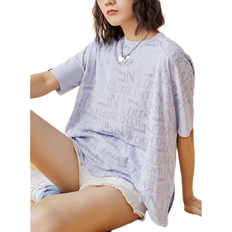 Li Ning X Disney Модная футболка свободного кроя с коротким рукавом Женские топы Фиолетовый ATSQ108-1