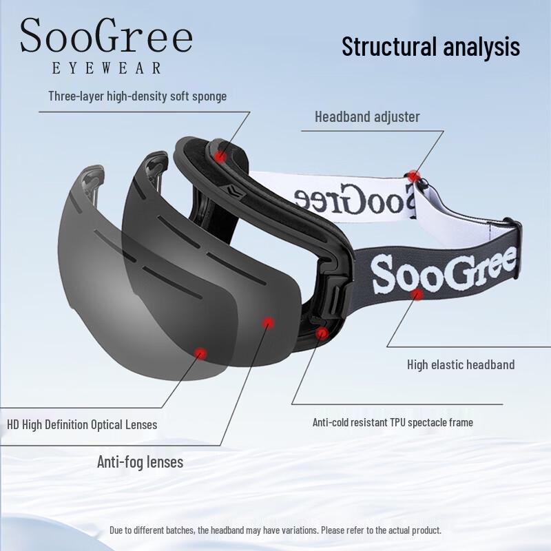 Унисекс противотуманные двухслойные горнолыжные очки SooGree