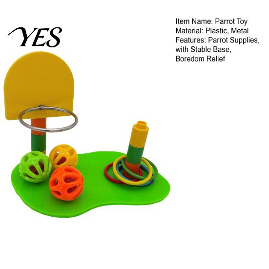 Small Bird Toss Ball Games Parrot Basketball Hoop Toy, Interactive Ring Game, Cockatiel Skill Training Toys Agility Enrichment Toy for Parakeets