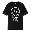 Melting Happy Face Printed Print T Shirt Men Breathable Casual Loose T-Shirt Oversize Cotton O-Neck Cotton Clothes