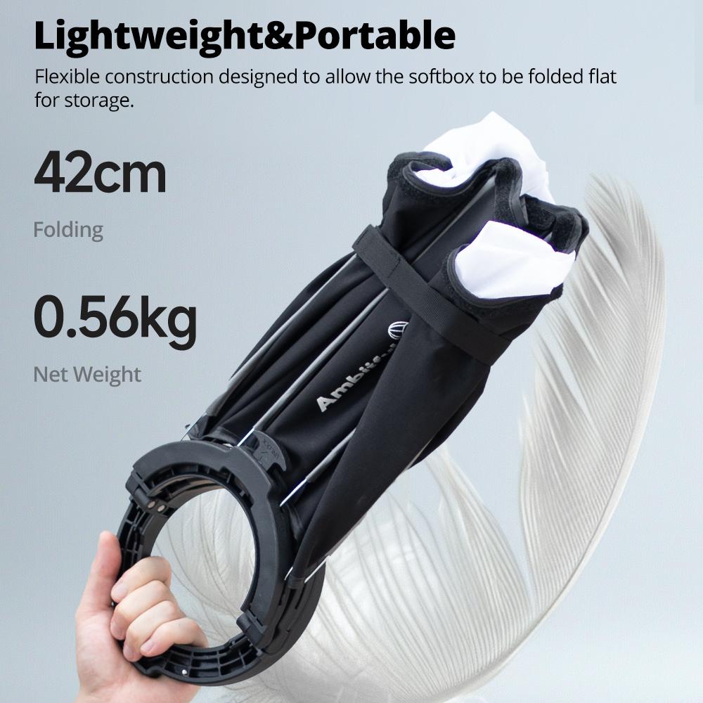 AMBITFUL FS40/60/80Series 40cm 60cm 80cm Quick-Setup OctagonSoftbox Bowens Mount for Godox Aputure Sokani Studio LED Video Light