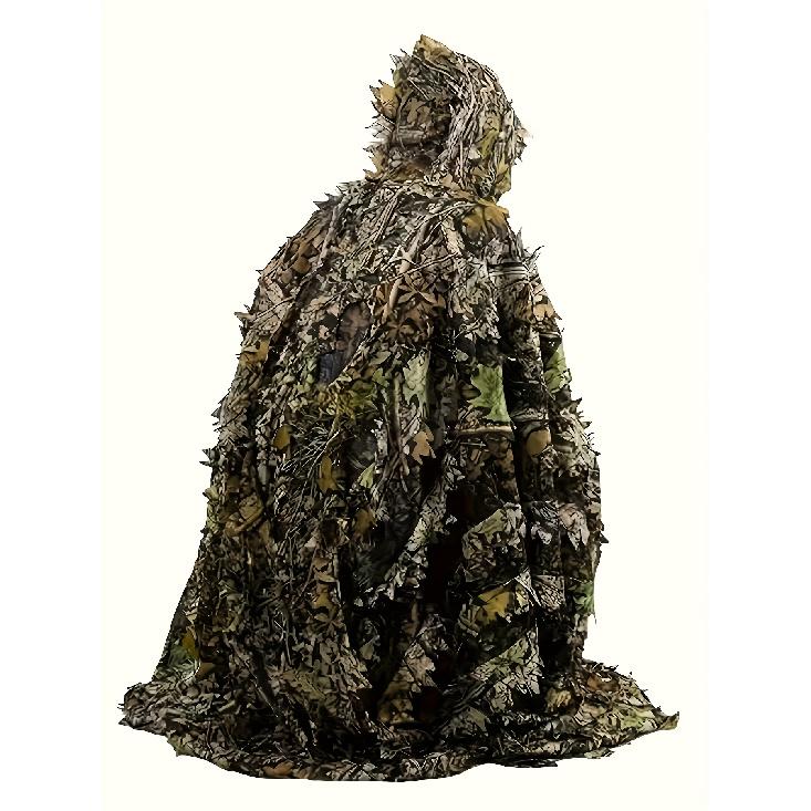 3D Maple Leaf Cape Camouflage Suit Survival Game Mesh Hooded One-Size Combat Costume is perfect for outdoor bird watching, hunting, outdoor