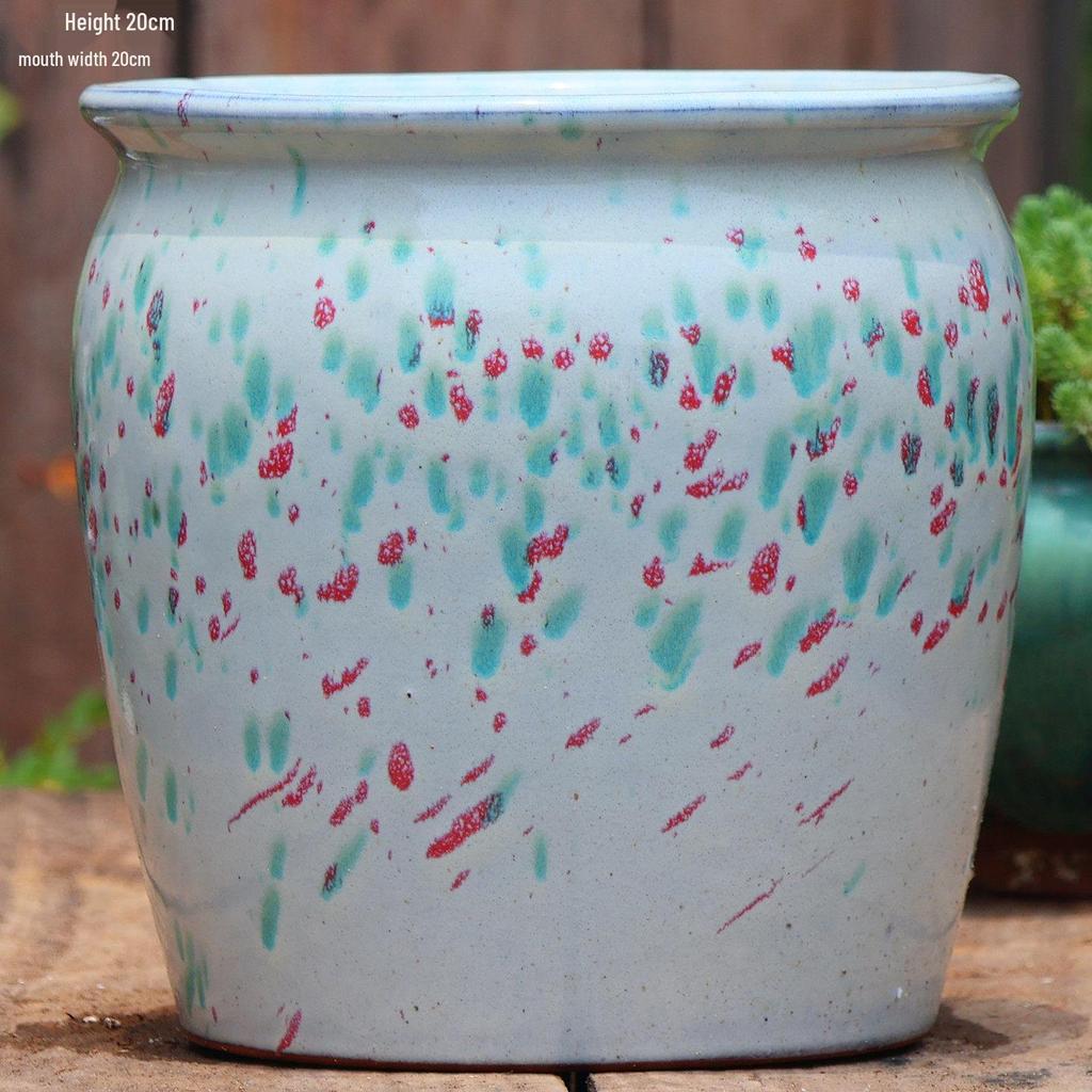 Large Ceramic Terracotta Flower Pot for Balcony and Living Room - Ideal for Succulents, Orchids, Green Radish, and Plants