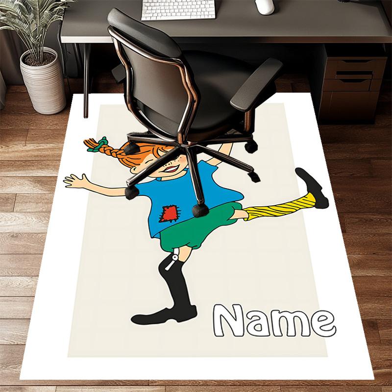 Custom Pippi Longstocking Mat Personalized Name, Polyester Washable Indoor Entryway Rug, Gift for Christmas, Easter, Thanksgiving Day