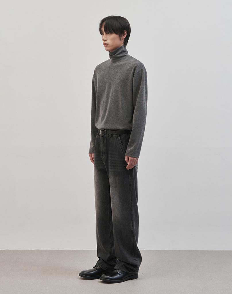 WORK ON BODY OFF Rested Semi-Overfit Turtleneck Knit [Charcoal]