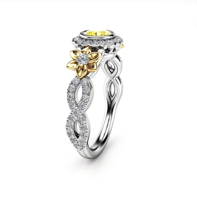 Женское кольцо с подсолнухом Двухцветные ювелирные изделия с подсолнухами