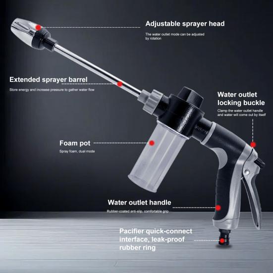 Мойка высокого давления с эргономичной ручкой, 3 режима, регулируемый портативный многоцелевой очиститель, инструмент для мойки автомобилей