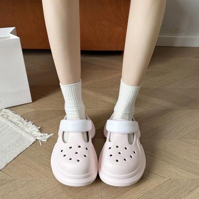 Милые и сладкие толстоподошвенные нескользящие туфли-балетки с закрытым носком 2025 года, увеличивающие рост, удобные и легкие, и два способа носки: туфли с одним отверстием для педали.