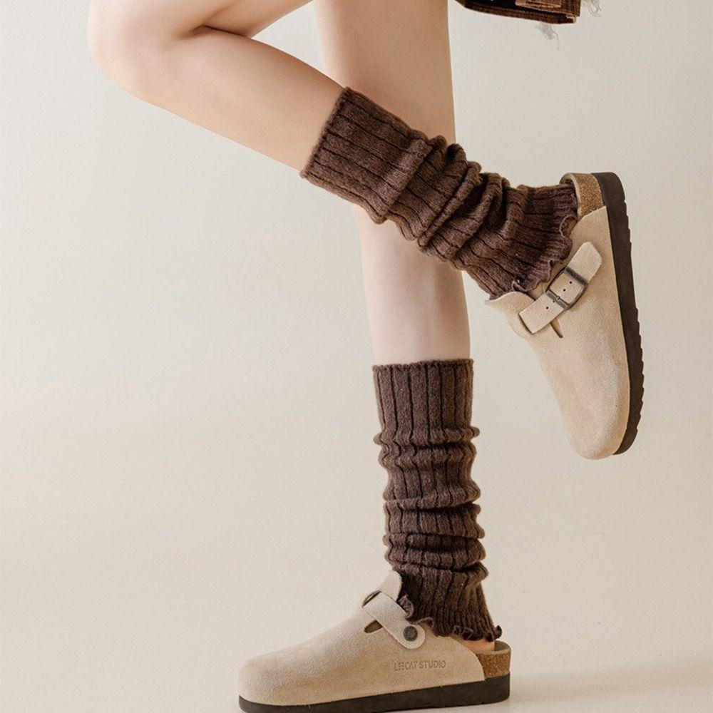 Милые Сладкие Лолиты Вязаные Носки Вязание Длинные Гольфы Однотонные Гетры Женщины Девушки
