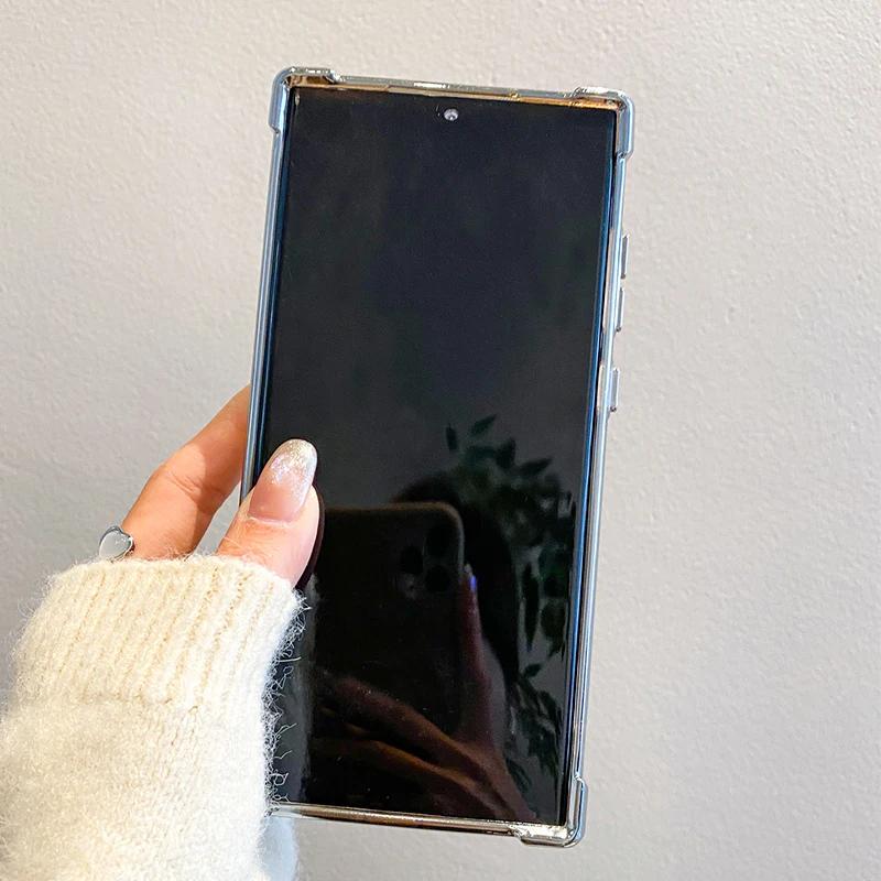 Роскошный магнитный чехол для беспроводной зарядки Samsung S25 S24 Ultra S23 FE S22 Plus, прозрачный противоударный защитный чехол для камеры