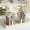 New Wooden Christmas House Pendant Village Pendant DIY Christmas Tree Decoration Log House Ornament Party Decoration