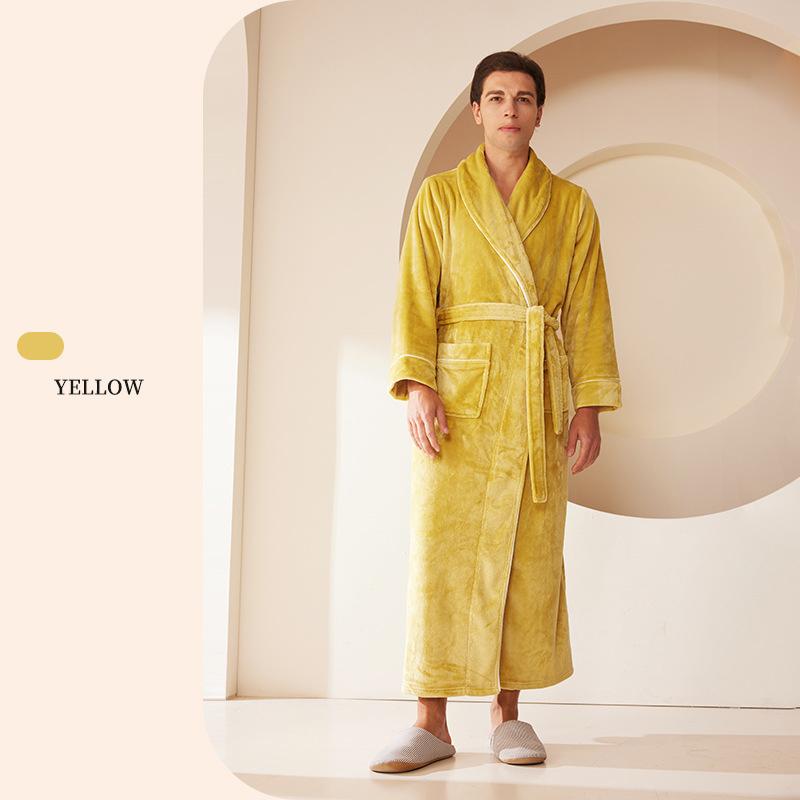 Халаты для отдыха, халат для лица, простой, большого размера, коралловый флис, парный халат, удобный и элегантный, осень-зима, длинный, плотный