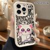 Phone Case: 2D flat design for iPhone 13/14/15/16/17/18 Pro, stepped protective case, waving little white cat, Christmas and Halloween gift
