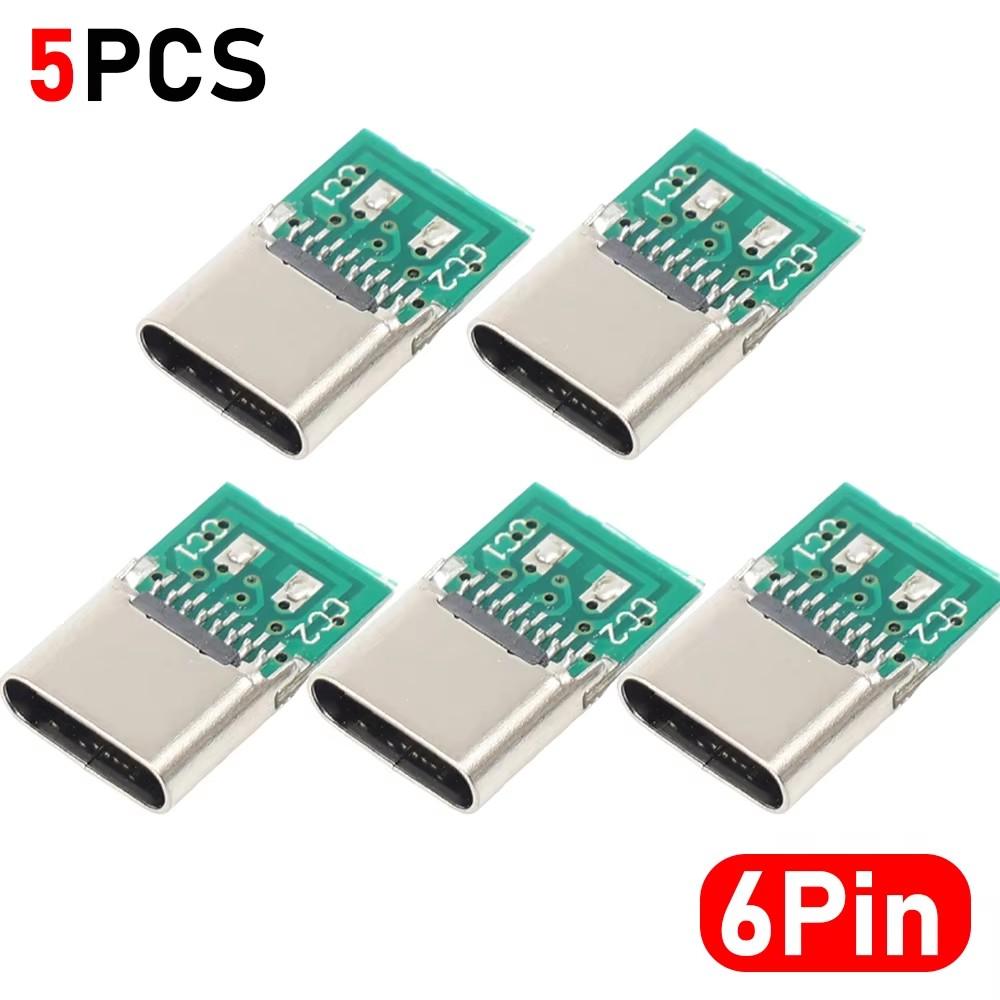 20-1 шт. 5/6-контактные female разъемы Type C USB Электрические клеммы Пайка DIY Кабель данных Поддержка Платы PCB Разъем Оборудование Ремонт
