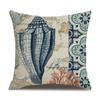 Linen Pillowcase Hand-painted Marine Cotton Linen Coral Seahorse Starfish Octopus Home Soft Furnishing Cushion Cover