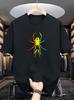 Unisex Crew Neck Tee Gradient Color Spider Graphic Print Short Sleeve Oversized Male Daily Casual Soft Breathable Basic Wear Top