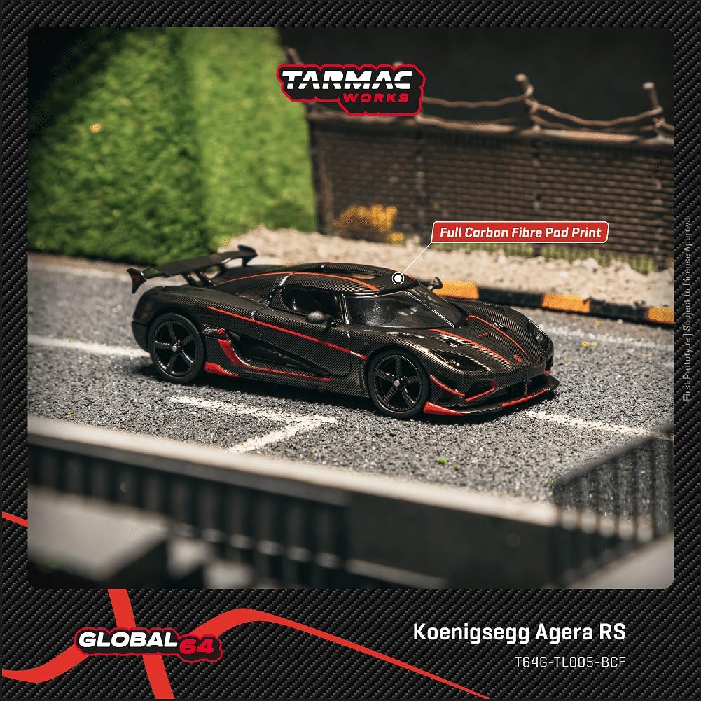 Speedmaster Japan TARMACWORKS Koenigsegg Agera RS Черный Углепластик Готовая Модель 1/64 Волокно/Красный T64G-TL005-BCF