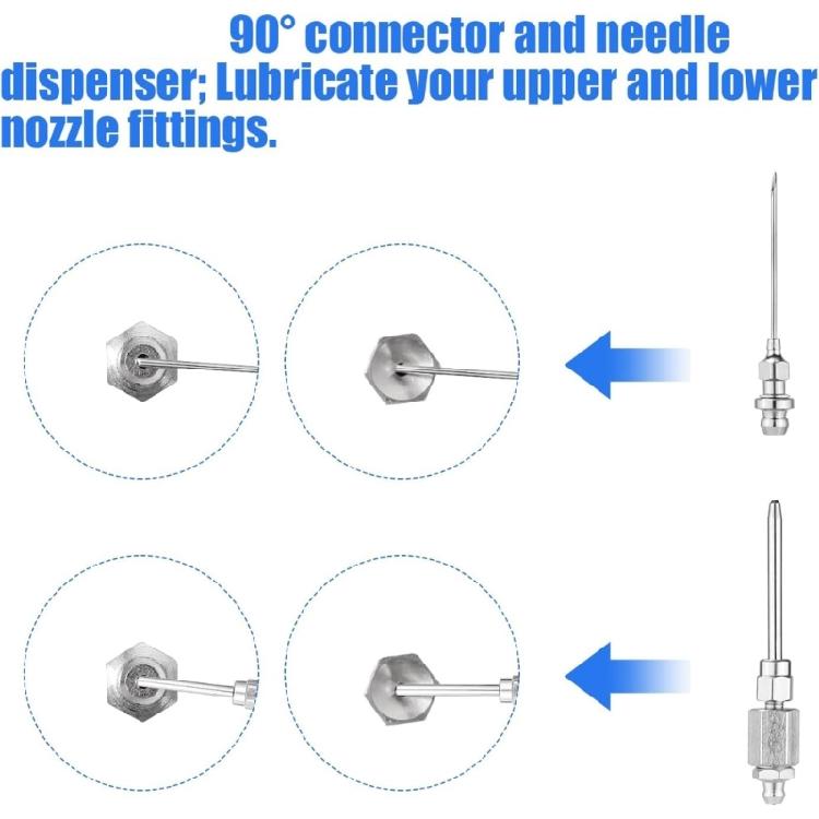Industrial Grease Needle Nozzle Set with Dispenser and Covers for Efficient Lubrication Mechanical Fittings Repair Shops