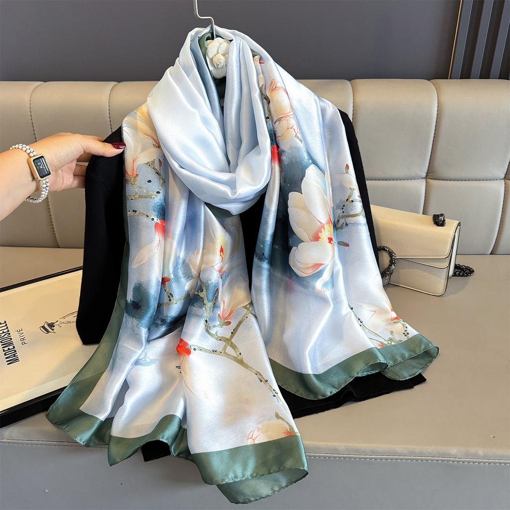 Женские 180*90 см модные красивые мягкие шелковые шарфы женские женские шаль хиджаб накидка платок бандана кашне пляжное парео