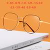 Blue Light Proof Polygon Prescription Glasses For The Nearsighted Women Metal Computer Short-Sight Eyewear 0 -0.5 -0.75 To -6.0