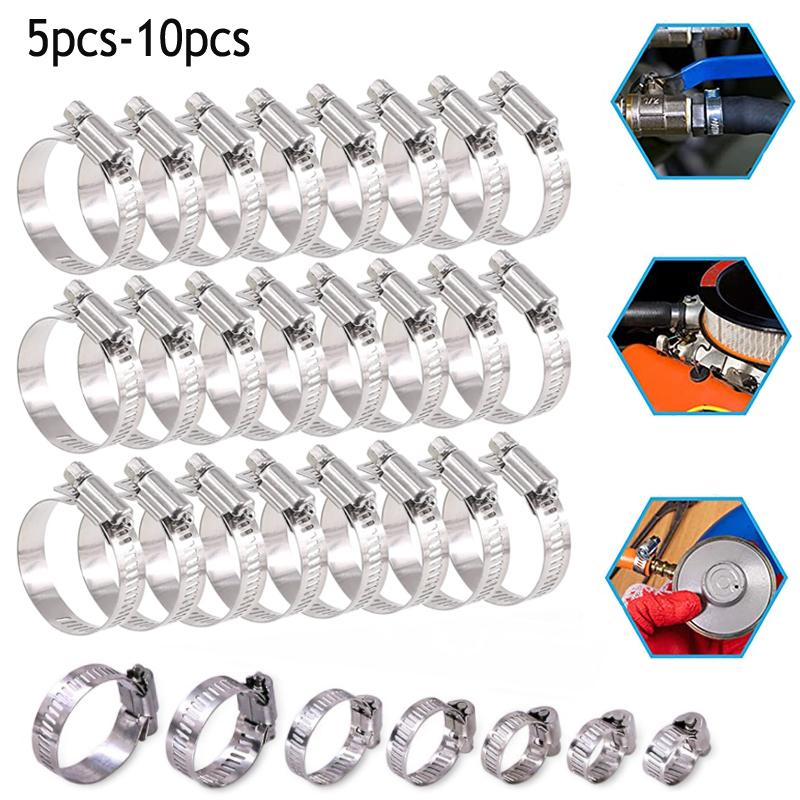 5/10pcs 8 To 152mm 304 Stainless Steel Adjustable Drive Hose Clamp Fuel Line Worm Size Clip Hoops Hose Clamp
