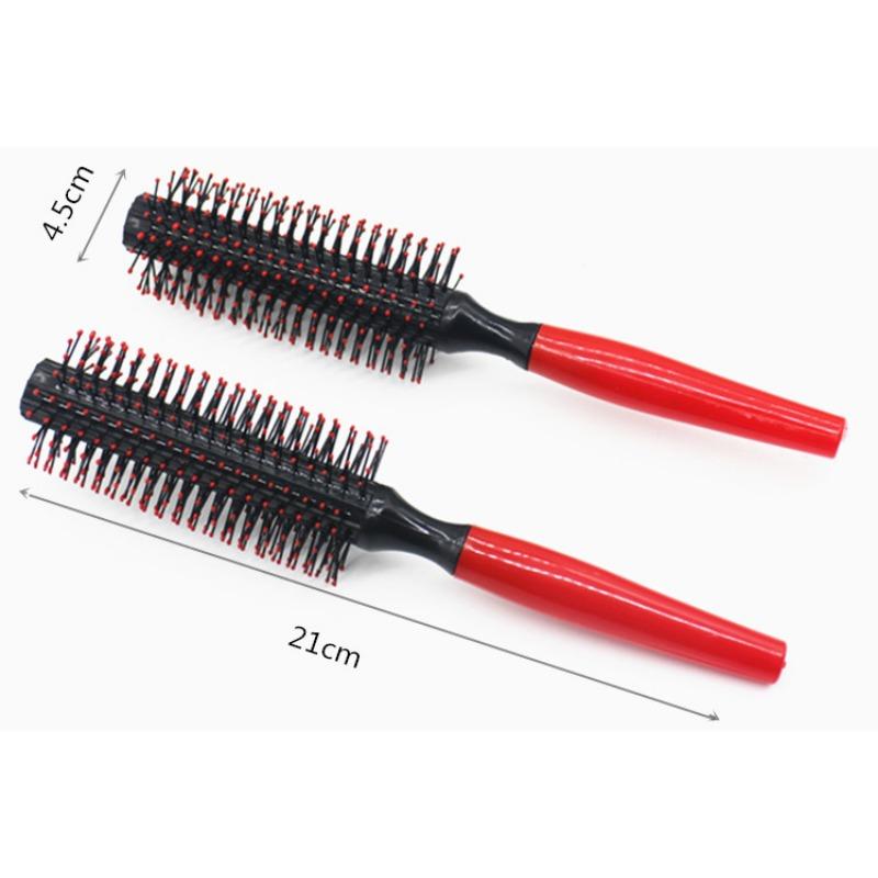 Roll Brush Hair Comb Red Handle Round Wavy Curly Styling Care Curling Beauty Profession Barber Salon Styling Tools