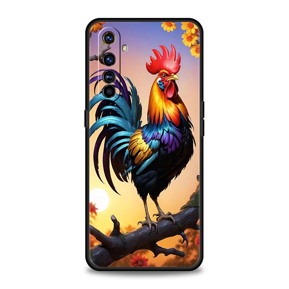 Soft TPU For Realme 11 10 9 Pro Plus GT2 GT3 GT5 C21 C25 C35 C53 C55 C67 Pro 5G Shockproof Phone Case Cock Rooster Chicken Capas